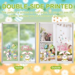 Vintage Happy Easter Bunny Egg Window Clings 6 Sheets, Spring Window Decals St..