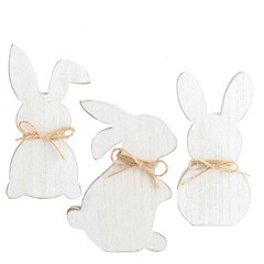 3pcs Easter Bunny Wooden Signs Easters Tabletop Decor Rabbit Shape Table Sign…