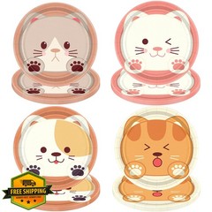 XJLANTTE 40 PCS Cat Birthday Plates Pet Party Decorations, 4 Colors Kitten Pa…