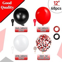 68Pcs Red Black White Latex Balloons 12 Inch with Black Red Confetti Balloons…