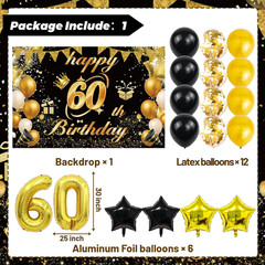 60Th Birthday Decorations for Men, 35Pcs Black Gold Back in 1966 Birthday Party