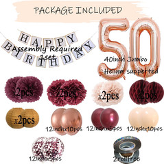 50Th Birthday Decorations for Women –Rose Gold 50 Birthday Supplies for Womens w