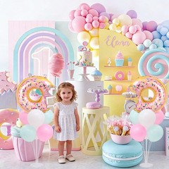 Donut Balloon Table Centerpiece Stand Kit 2 Sets for Table with 2 Doughnut Fo…