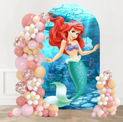 Mermaid Princess Ariel Arch Backdrop Cover Birthday Photo Background Party Decor