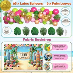 Lahau Party Decorations Set 180 Pcs Luau Birthday Background Balloons Signs