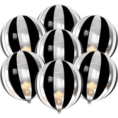 7 Pack Balloons – 22 Inch Large Round Party Balloons with 4D Stripe Mylar Foi…