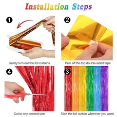 2 Pack Backdrop Curtains, 3.28 FT x 7.05 FT Colofull Party 2 PCS Rainbow