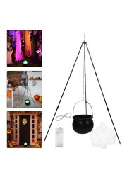 Witch Jar Ornaments Halloween Decoration Cauldron Tripod Bowl Glowing Effect