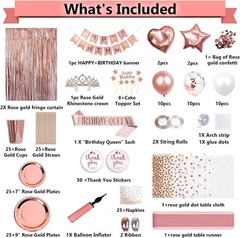 253 Pcs Birthday Decorations for Women Rose Gold Party Decorations for Women …