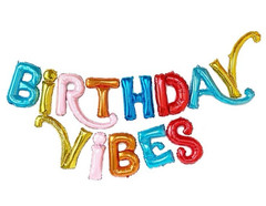 Pached Party Birthday Vibes Multi Color Mylar Balloon Banner 22 Feet