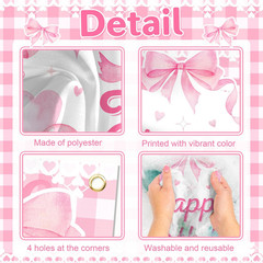 Pink Bow Coquette Birthday Decorations Happy Birthday Backdrop Bow Girls Bachelo