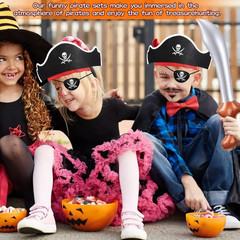 48 Pcs Funny Pirate Party Set- Include 16 Pirate Hats, 16 Eye Patches, 16 Inflat