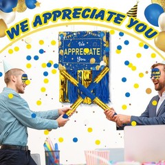 Poen We Appreciate You Piñata with Stick Blindfold Blue Gold Confetti 16×12