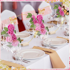 6 Pack Floral Hoop Centerpieces Table Decorations Kit Include 6 Metal Wreath Rin