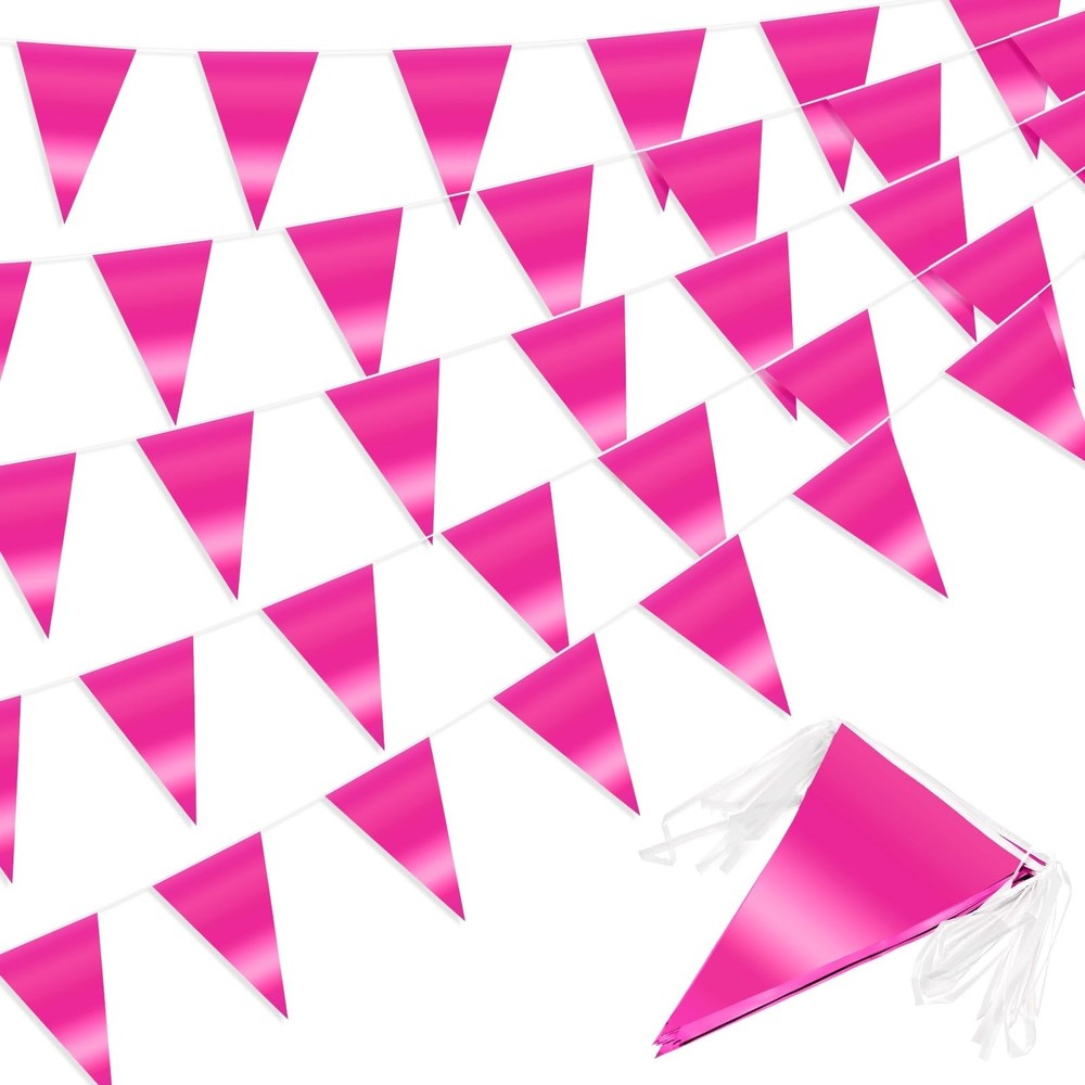 4-Pack 10m/32.8FT Triangle Pennant Banner Flag Metallic Fabric Bunting Party …