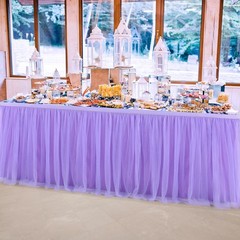 2 Pack 6ft Purple Table Skirt for Baby Shower Girl Lavender Tutu Table Skirts…