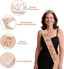 40Th Birthday Decorations Women, 49Pcs Black Rose Gold Black Happy 40Th Birthday