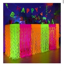 2 Pack Orange Yellow Pink Foil Fringe Curtain For Table Glowing Party Decor