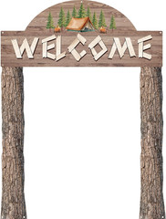 3 Pcs Camping Themed Party Decorations Banner Welcome Porch Sign with 1 Double S