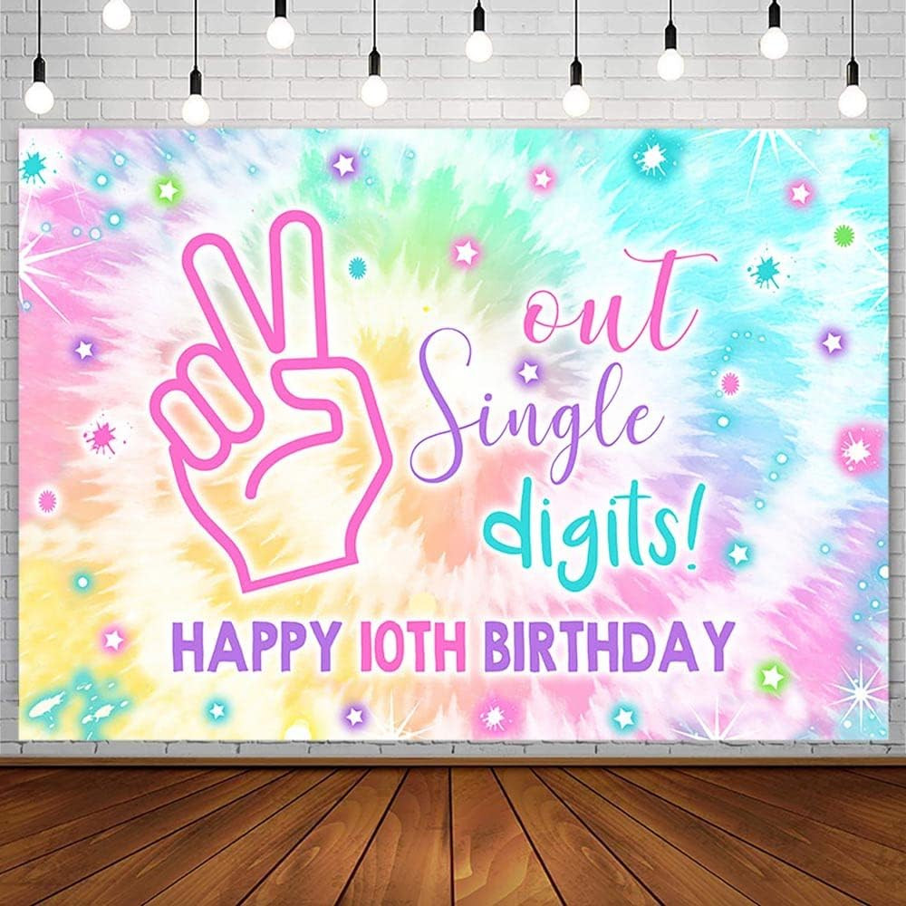 7X5Ft Out Single Digits Backdrop Happy 10Th Birthday Party Decorations Supplies