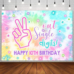 7X5Ft Out Single Digits Backdrop Happy 10Th Birthday Party Decorations Supplies
