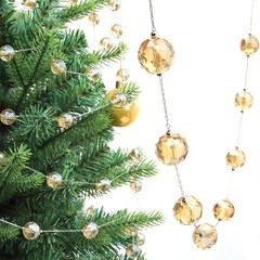 LEFERS 9.8Ft Crystal Glass Balls Christmas Garland,48 Beads 16mm Faceted Prism