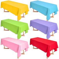 Peryiter 6 Pcs Assorted Color Fabric Rectangle Tablecloth 60 x 83 Inch Stain …