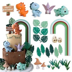 30PCS Dinosaur Cake Toppers Set for Birthday – Washable Reusable Jungle Theme…