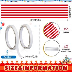 Carnival Circus Floor Runners 2 Pack Red White Striped Indoor Outdoor Decor