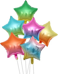 18 Assorted Gradient Color Star Shaped Balloons 6 Kinds of Rainbow Party Foil Ba