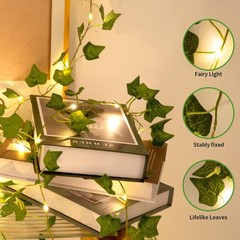 Fake Plants Vines,33ft 100 LED Artificial Ivy Garland with Fairy Lights,for Home