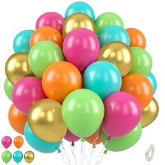 Tropical Balloons Set, 50 Pcs Hawaiian Party Balloons, 12 Inch Hot Pink Orang…