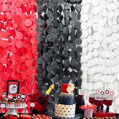 192Ft Red Black White Party Decorations Big Circle Dots Backdrop Streamer Gar…