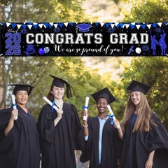 Graduation Decorations XtraLarge Blue Congrats Grad Banner Class of 2026 Yard…