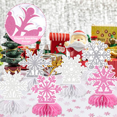 Frozen Winter Wonderland Party Decorations – 12Pcs Pink White Silver Snowflake H