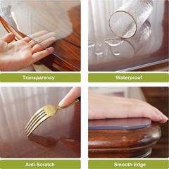 OstepDecor Clear Table Protector 24×24 Inch 2mm Thick Plastic Waterproof PVC Des