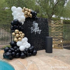 Black Shimmer Wall Backdrop 10 pcs Sequin Wall Panels for Party Backdrop