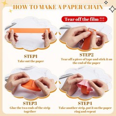 600 Sheet Paper Chain Garland Strips 1×8 Inch with Double Sided Tape, DIY
