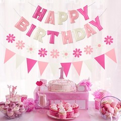 Felt Birthday Decorations, NO DIY, Pre-Strung 3D Felt Happy Birthday Banner w…