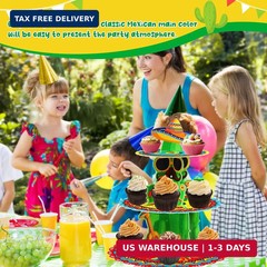 Fiesta Party Decorations – 3 Tier Mexican Birthday Party Cupcake Stand & Topper