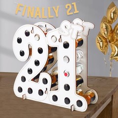 21st Decorations for Her Wooden Centerpieces for Tables, 21 Mini Liquor Bottl…