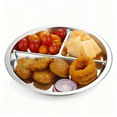 PandaEar 3 Pack Stainless Steel Divided Plates for Kids, 8.1” Onesize, Silver