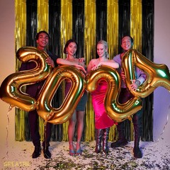 Black and Gold Party Streamers Decoration – GREATRIL Foil Fringe Backdrop for…