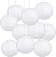 12 Inch White round Paper Lanterns (10 Pack)