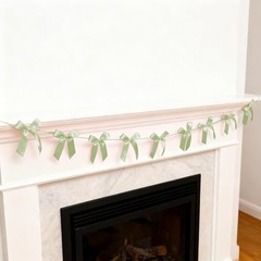 2 Pack Bow Garland Banner, 8.3 ft Pre-Strung Satin Ribbon Bow Decorations for