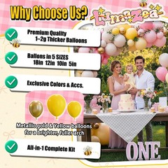 152pcs Pink Yellow Balloon Arch, Pastel Pink Baby Pink Macaron Yellow Ivory W…