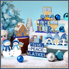 6 Pcs Happy Hanukkah Table Centerpieces Wooden Hanukkah Decor Gnomes Outdoor Dre