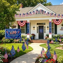 27Pcs 250th Anniversary Outdoor Decorations, Patriotic American Flag Bunting, 4t