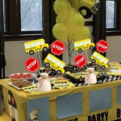 Back to School Bus Centerpiece Sticks for Classroom First Day of School Party