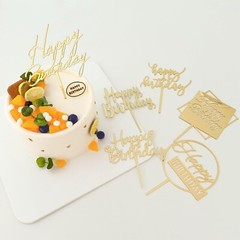 Thicken Mirror Acrylic Happy Birthday Cake Toppers, Happy Birthday Sign for G…